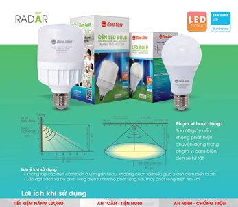 Đèn LED bulb cảm biến Rạng Đông, tự động bật tắt khi phát hiện chuyển động
