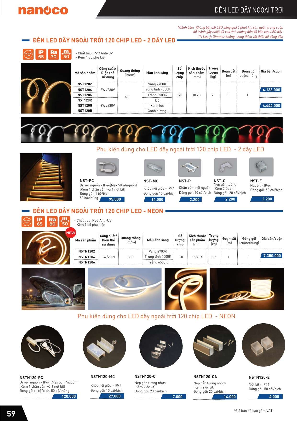 Catalogue Bảng giá Đèn led dây, phụ kiện led dây Nanoco