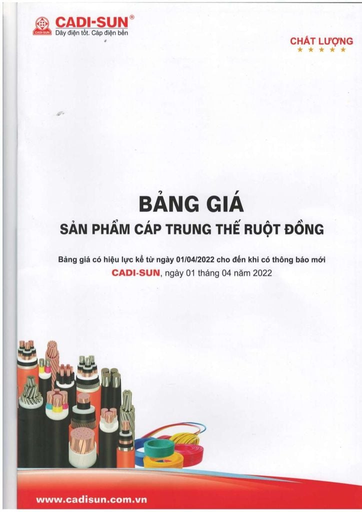 Bảng giá dây cáp điện trung thế Cadisun - Trang 1