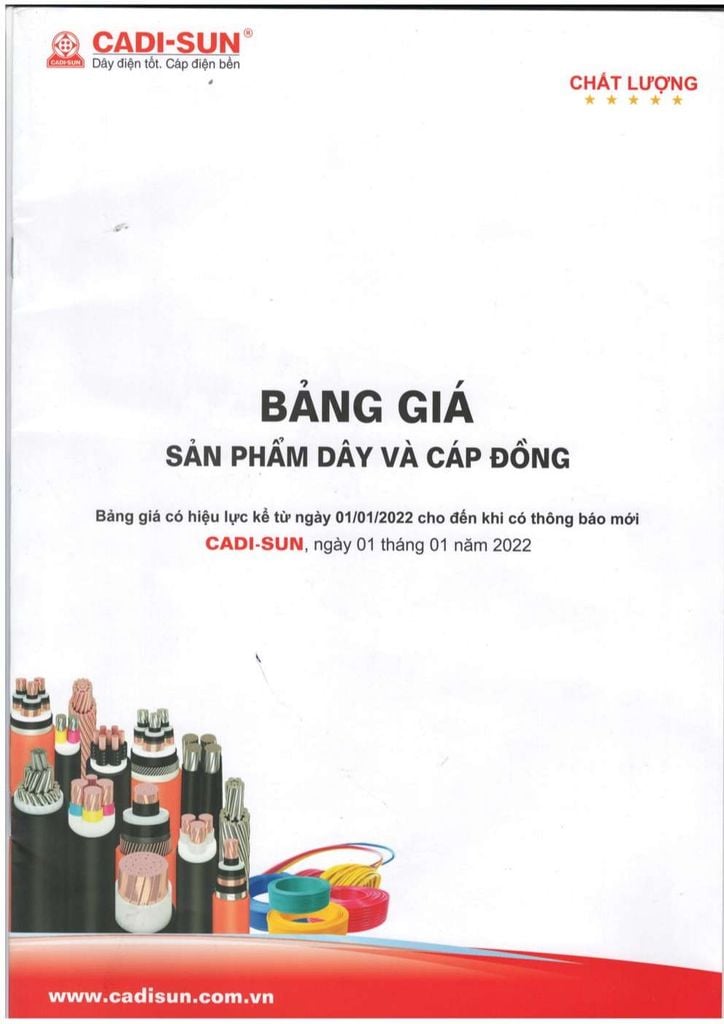 Bảng giá dây điện Cadisun - Trang 1