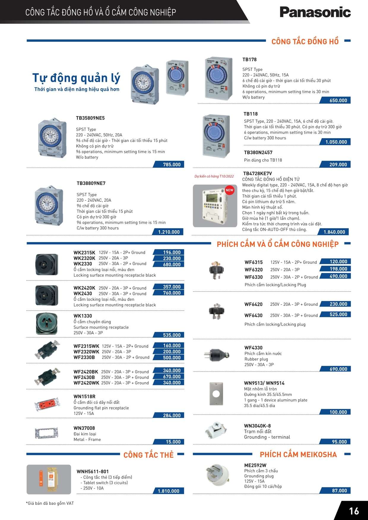 Catalogue Bảng giá Cầu dao tự động DIN & MCCB, RCCB, ELB, HB, thiết bị chống sét lan truyền, tủ điện âm tường Panasonic18