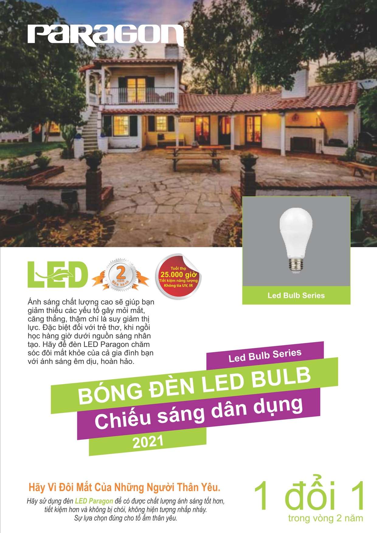Bảng giá Catalogue Bóng đèn led bulb trụ Paragon - Trang 30