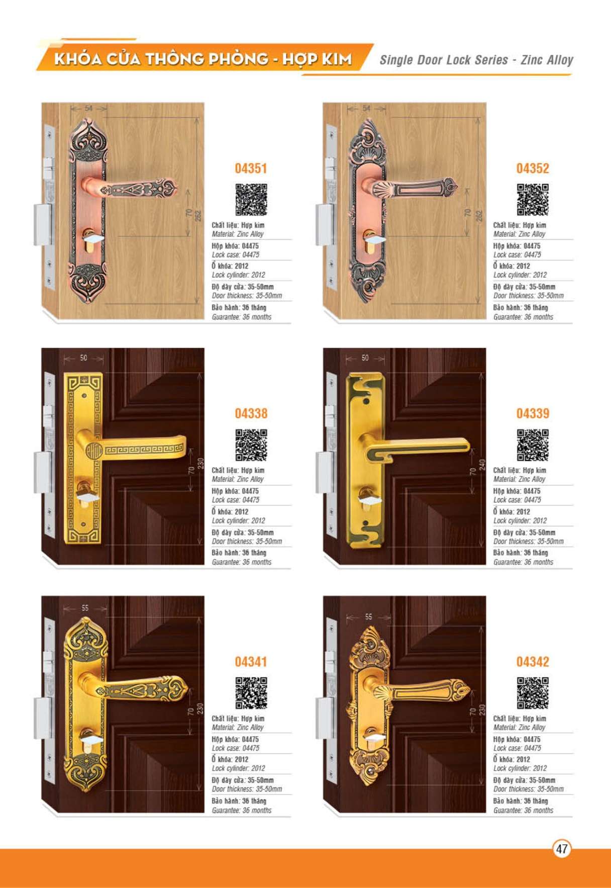 Catalogue Hệ thống khóa cửa thông phòng (Hợp kim) Việt Tiệp - Trang 47
