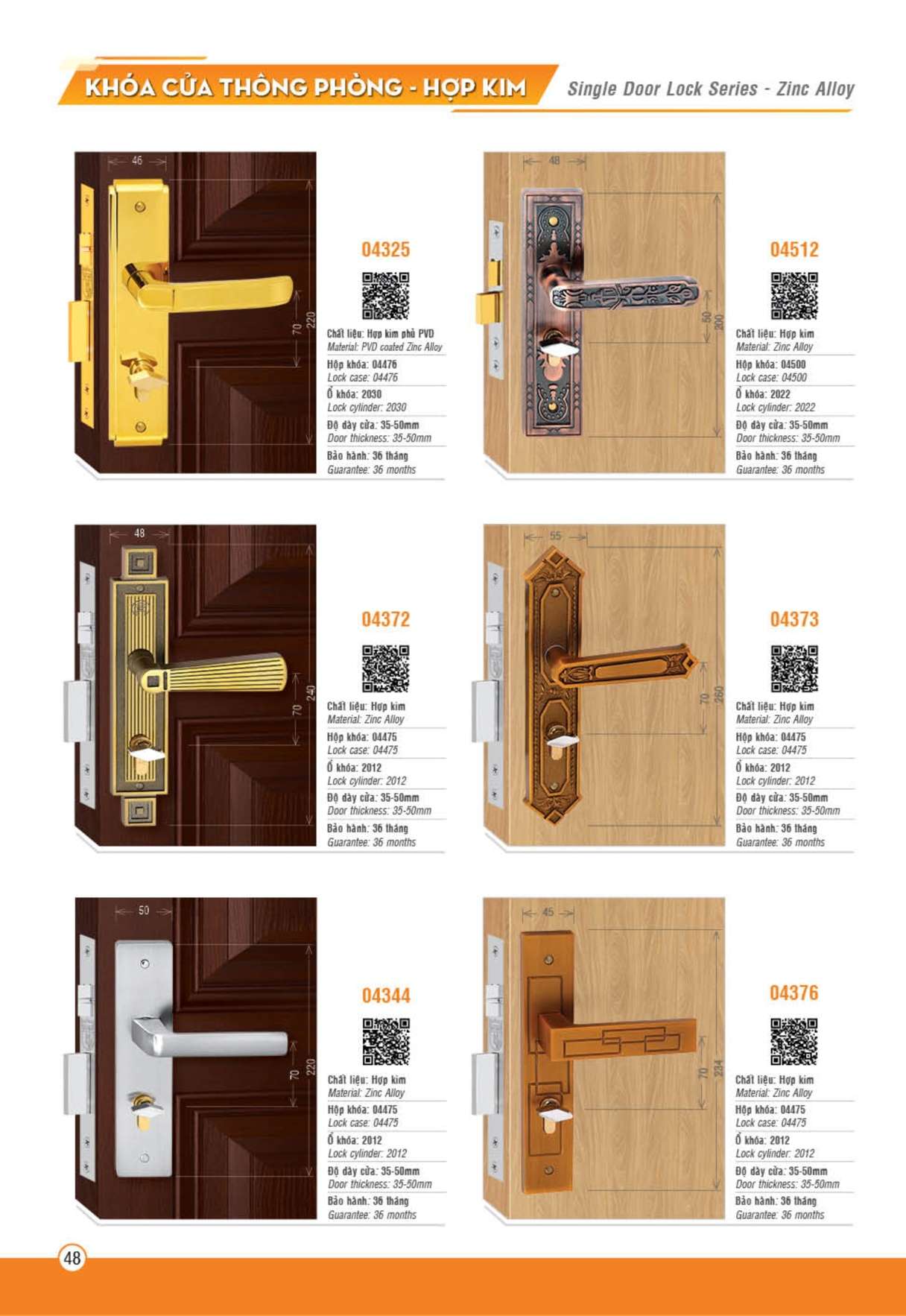 Catalogue Hệ thống khóa cửa thông phòng (Hợp kim) Việt Tiệp - Trang 48
