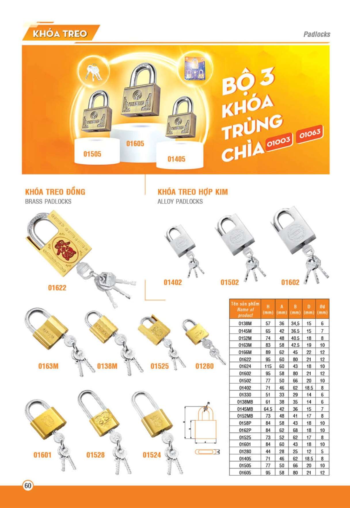 Catalogue Khóa treo Việt Tiệp - Trang 60