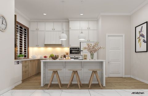 TỦ BẾP GỖ PHONG CÁCH TÂN CỔ ĐIỂN