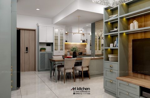 TỦ BẾP MDF CHỐNG ẨM SƠN THEO MÀU