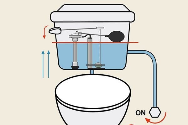 Cơ chế xả nước của bồn cầu.