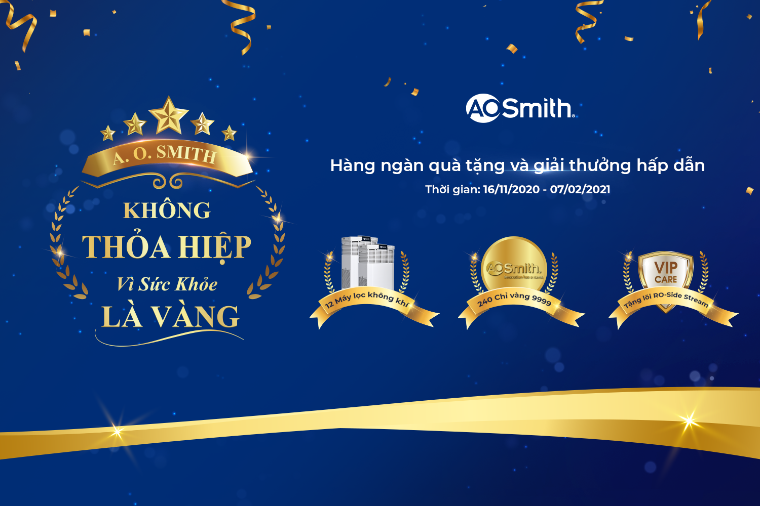 SẮM A. O. SMITH – TRÚNG VÀNG CÙNG HÀNG NGÀN QUÀ TẶNG TỔNG GIÁ TRỊ ĐẾN HƠN 3 TỶ ĐỒNG