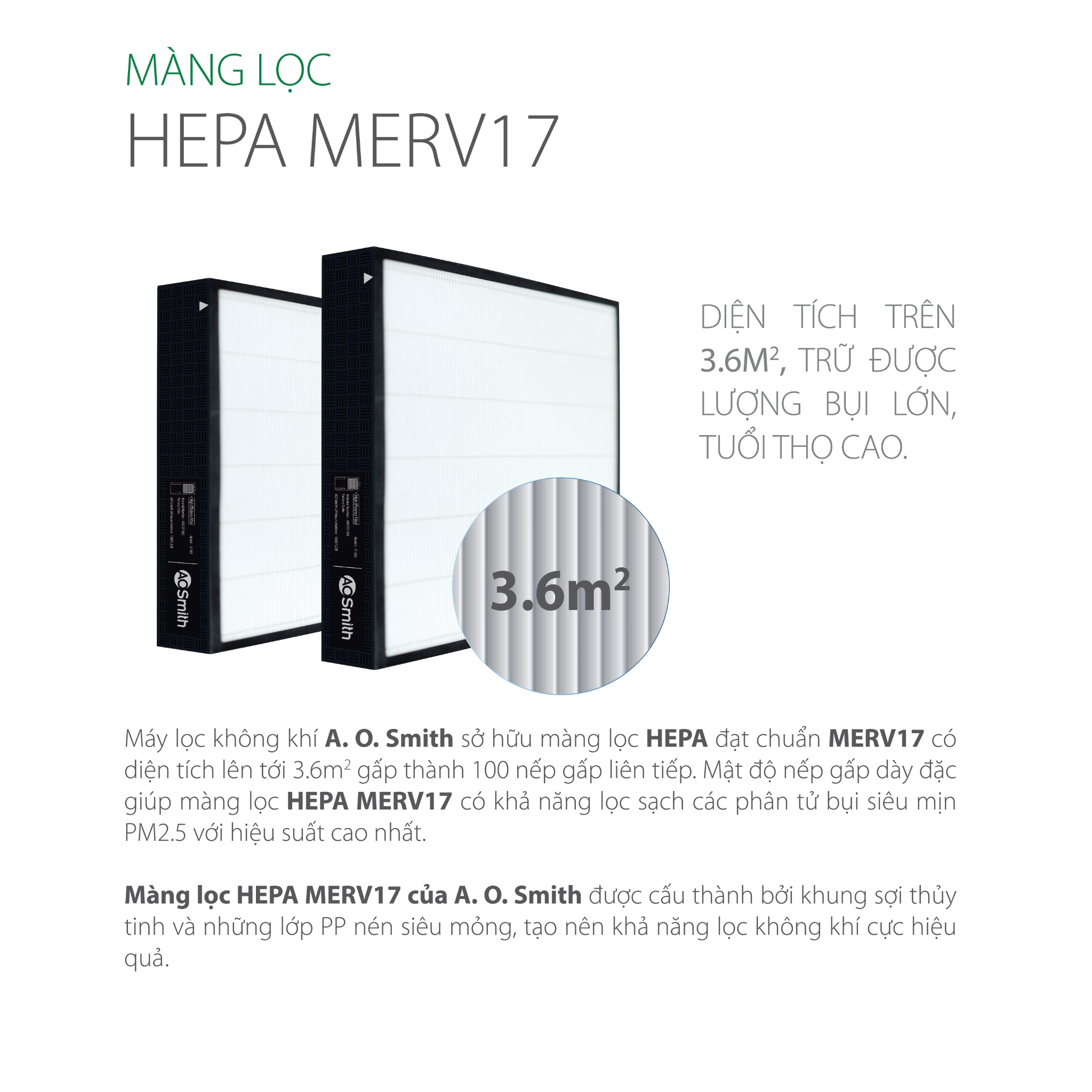 Màng lọc Hepa MERV17 trữ được lượng bụi lớn