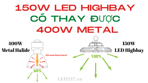150w đèn led nhà xưởng có CÂN được 400w Metal truyền thống?