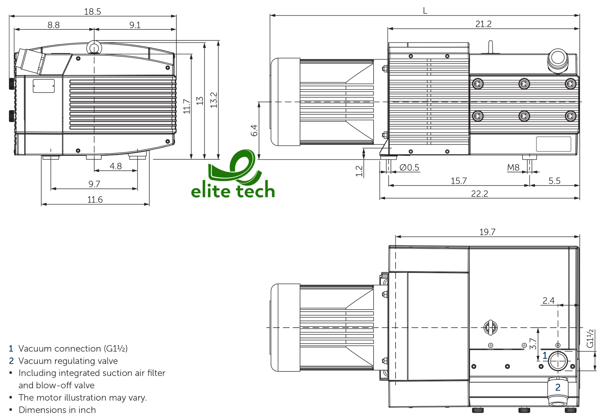 Bơm Chân Không BECKER KVT 3.100 Rotary Vane Vacuum Pump