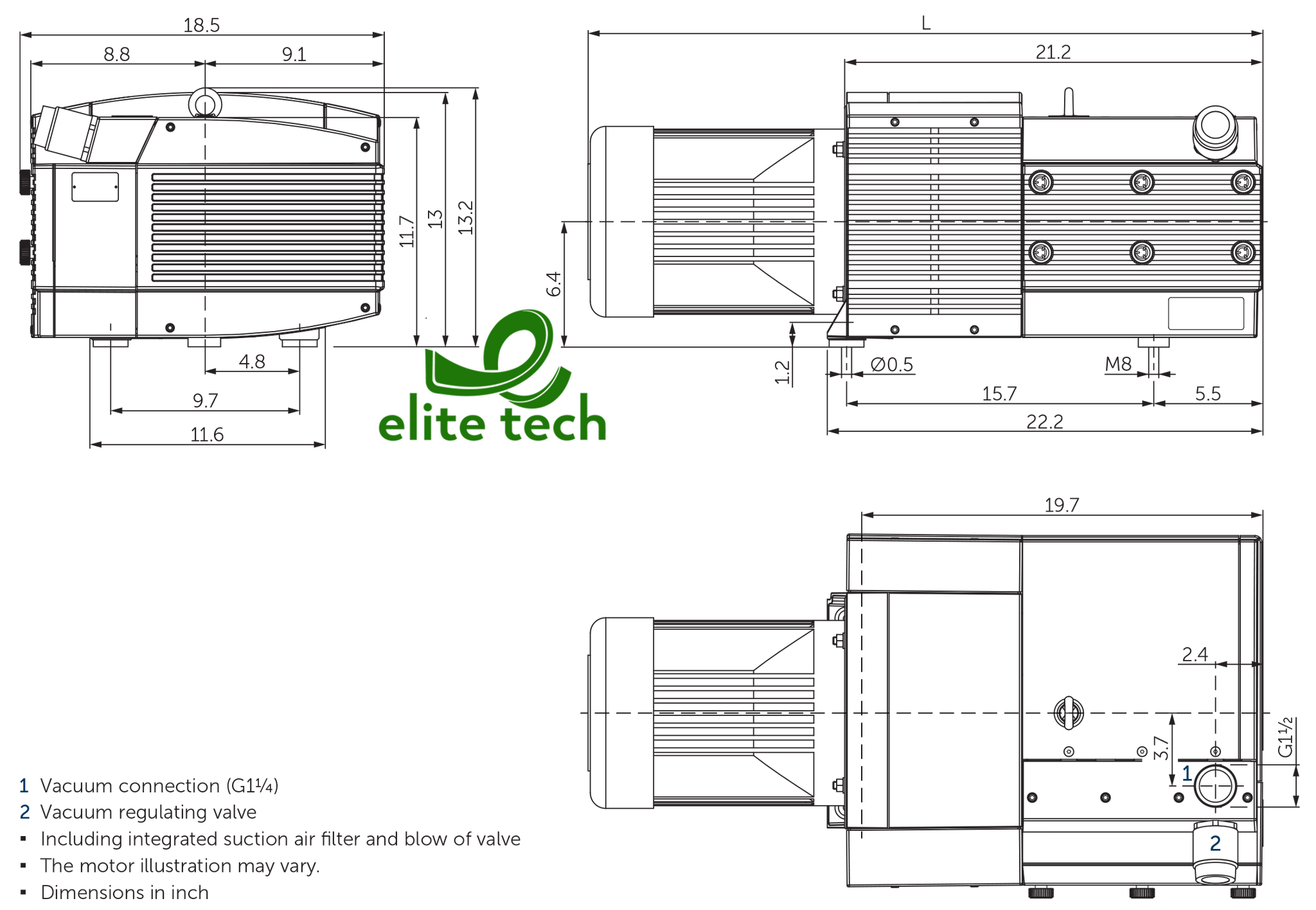 Bơm Chân Không BECKER KVT 3.140 Rotary Vane Vacuum Pump