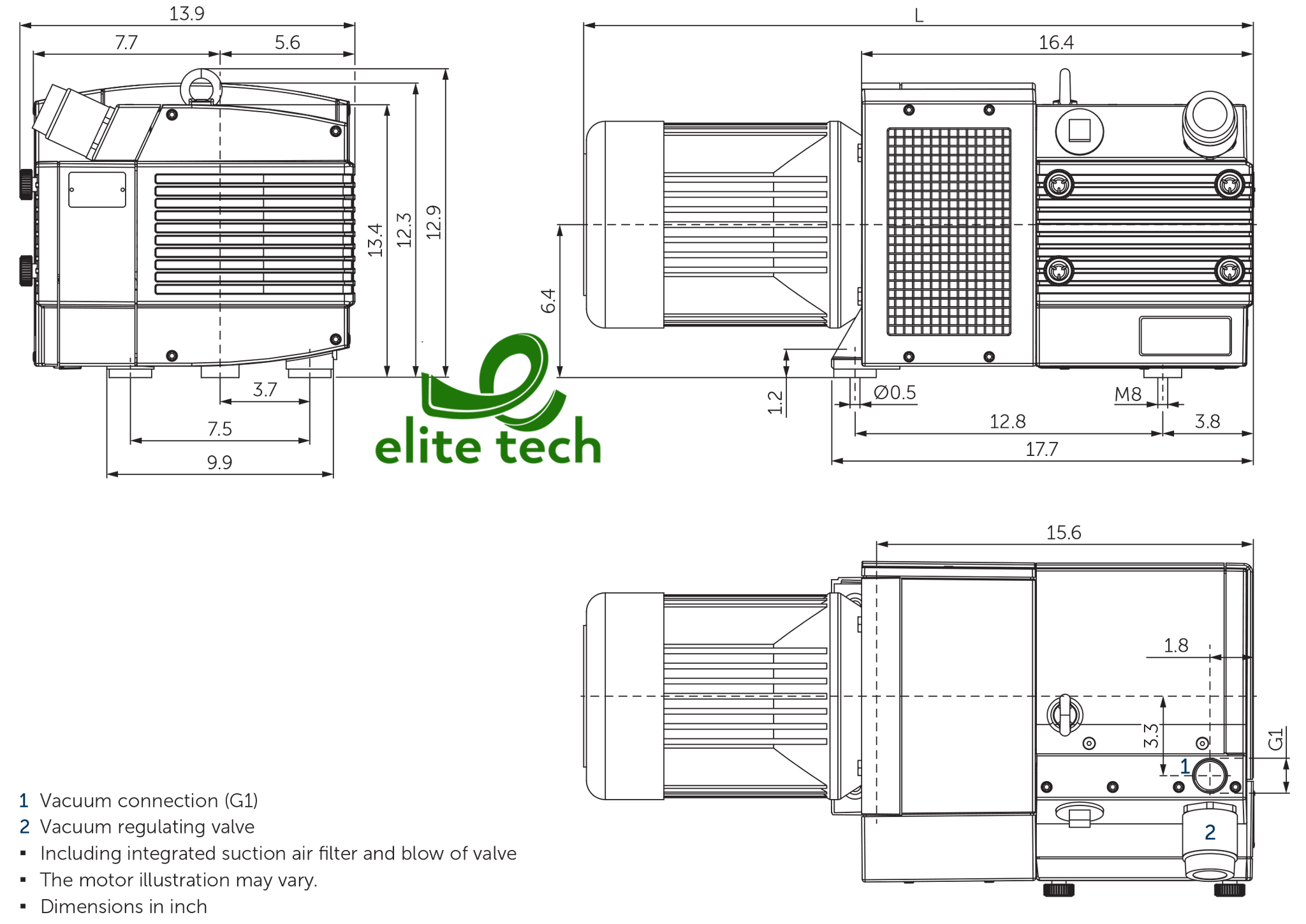 Bơm Chân Không BECKER KVT 3.60 Rotary Vane Vacuum Pump
