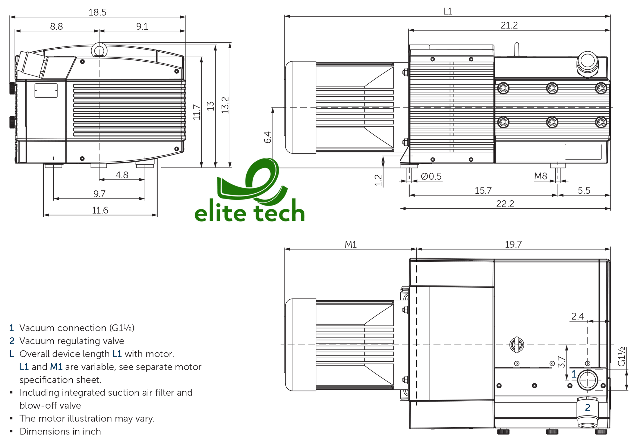 Bơm Chân Không BECKER KVX 3.100 Rotary Vane Vacuum Pump