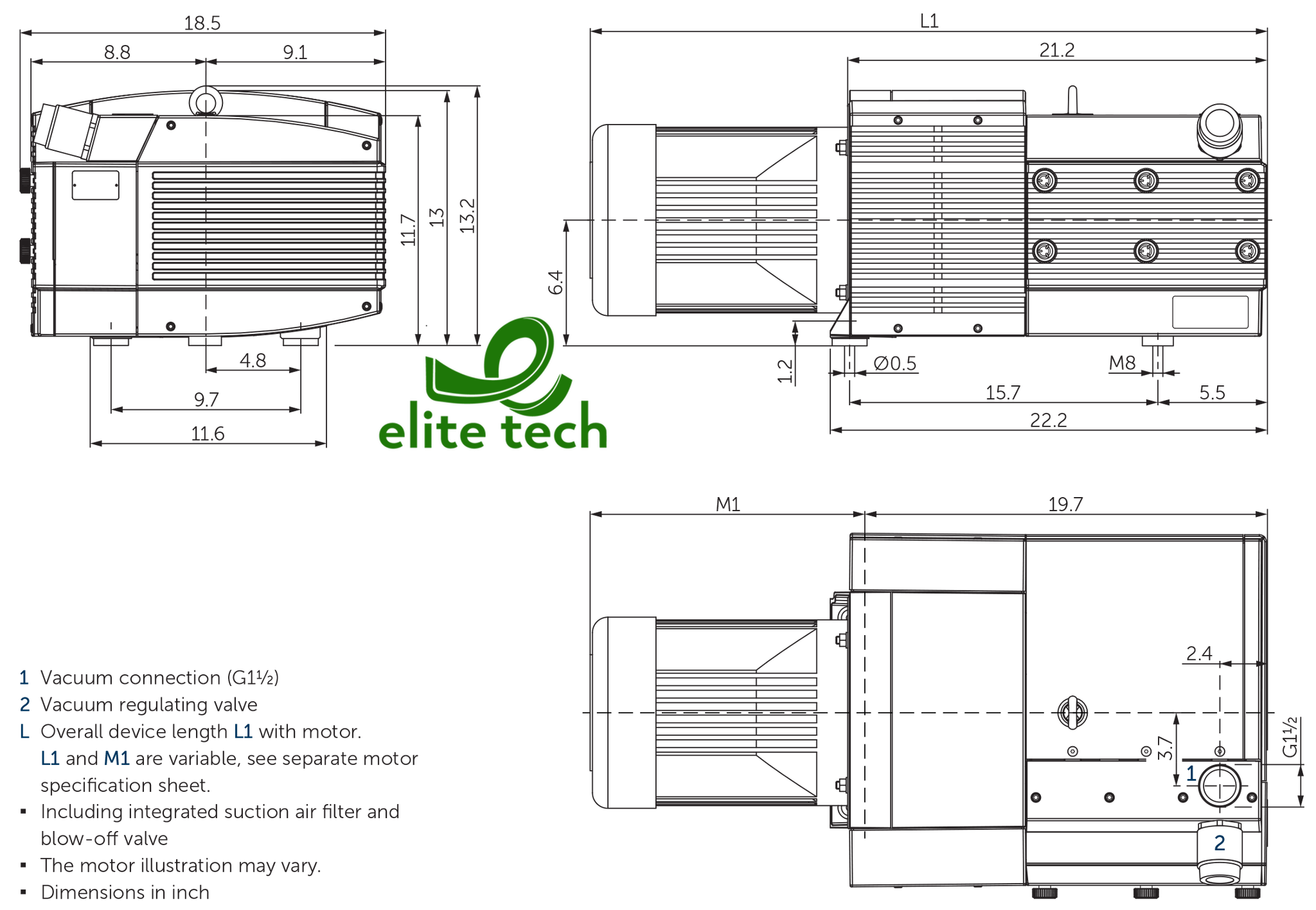 Bơm Chân Không BECKER KVX 3.140 Rotary Vane Vacuum Pump