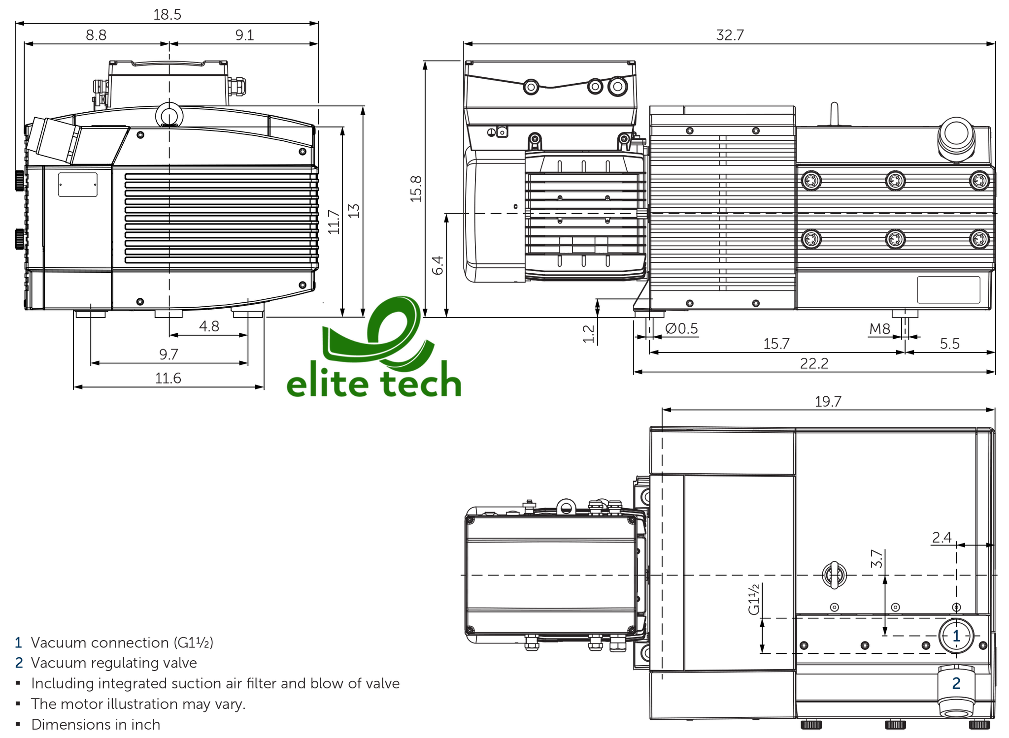 Bơm Chân Không BECKER VARIAIR KVT 3.100/0-400 Rotary Vane Vacuum Pump