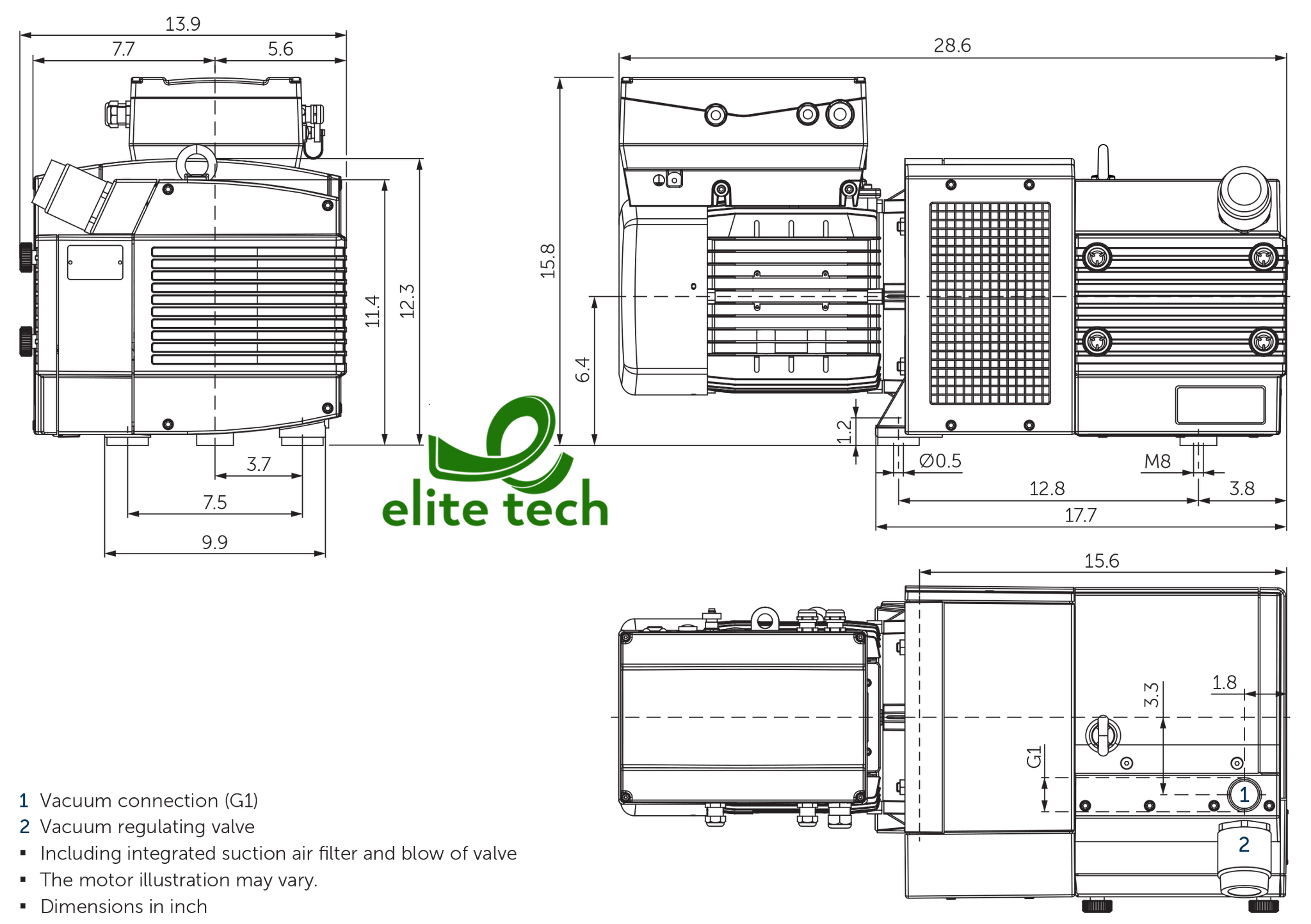 Bơm Chân Không BECKER VARIAIR KVT 3.80/0-400 Rotary Vane Vacuum Pump