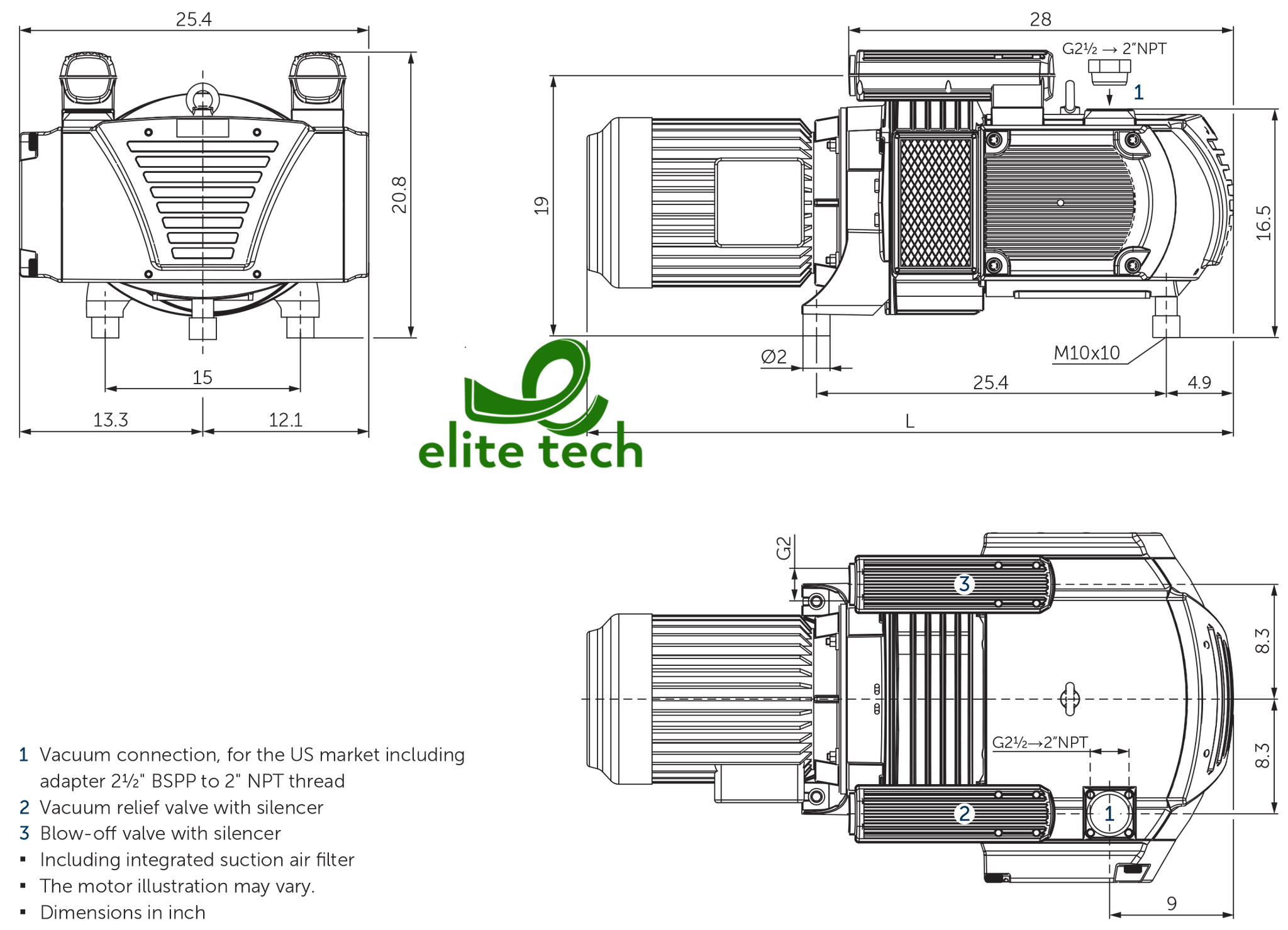 Bơm Chân Không BECKER VTLF 2.200 Rotary Vane Vacuum Pump