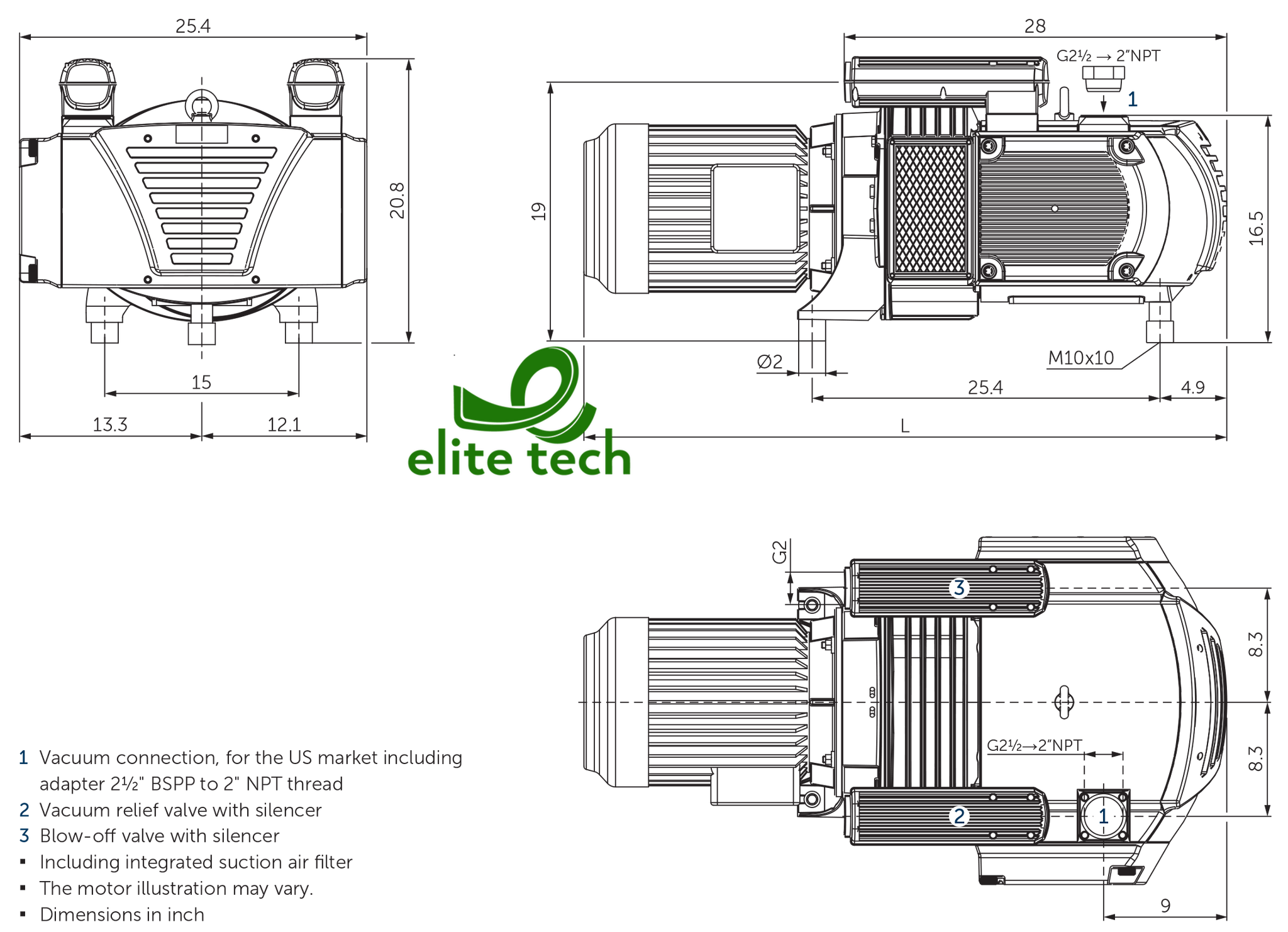 Bơm Chân Không BECKER VTLF 2.250 Rotary Vane Vaccum Pump