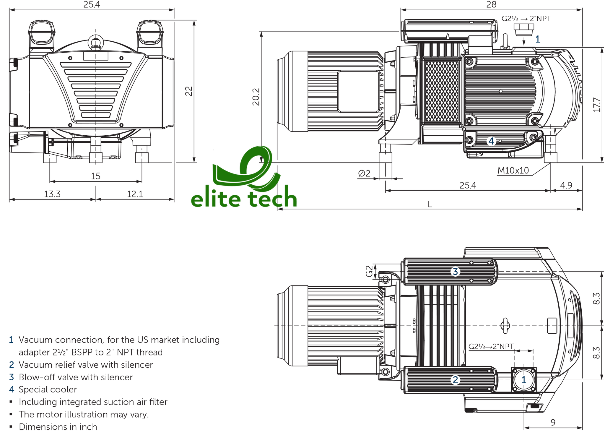Bơm Chân Không BECKER VTLF 2.250 SK Rotary Vane Vacuum Pump
