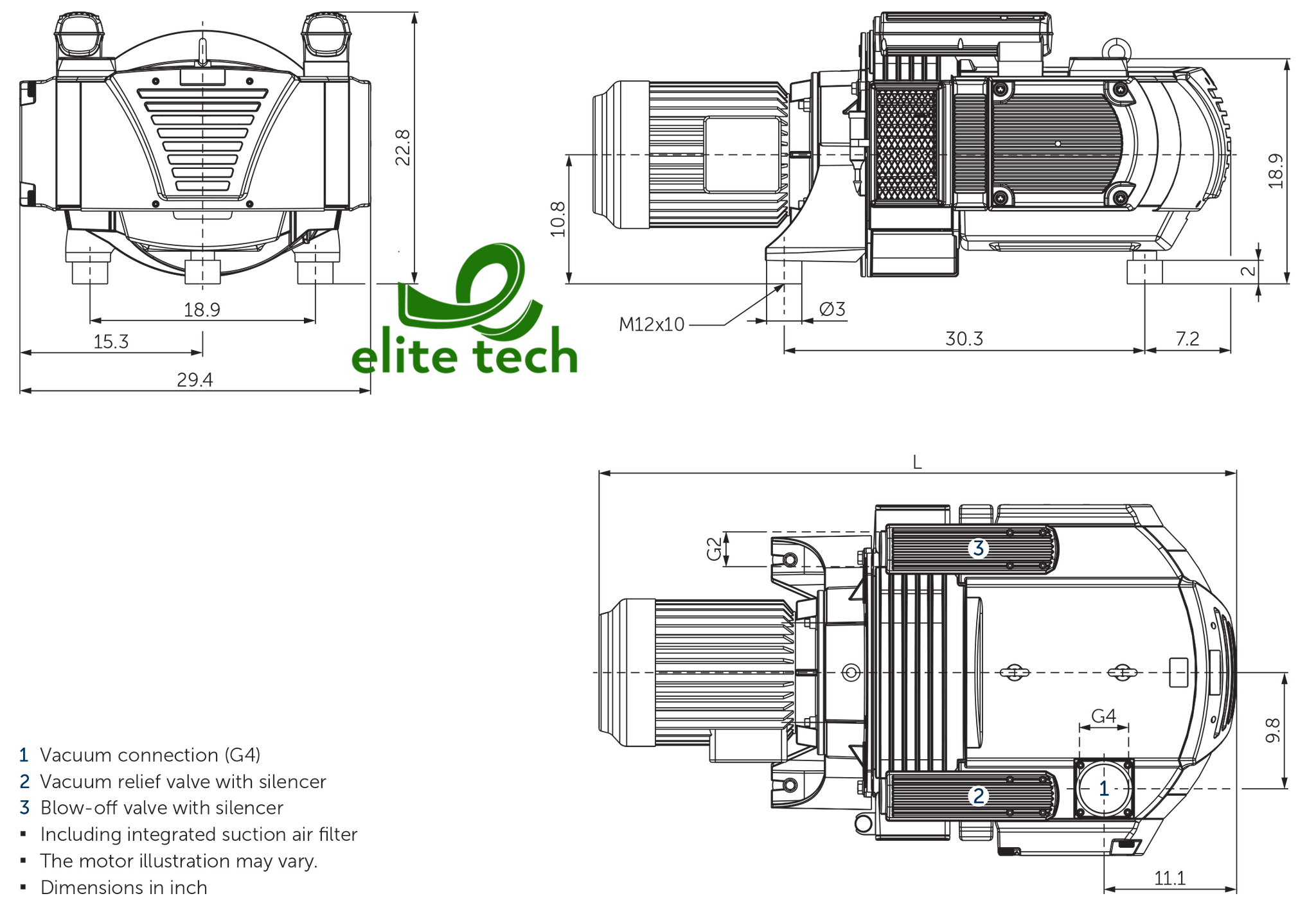 Bơm Chân Không BECKER VTLF 2.400 Rotary Vane Vacuum Pump