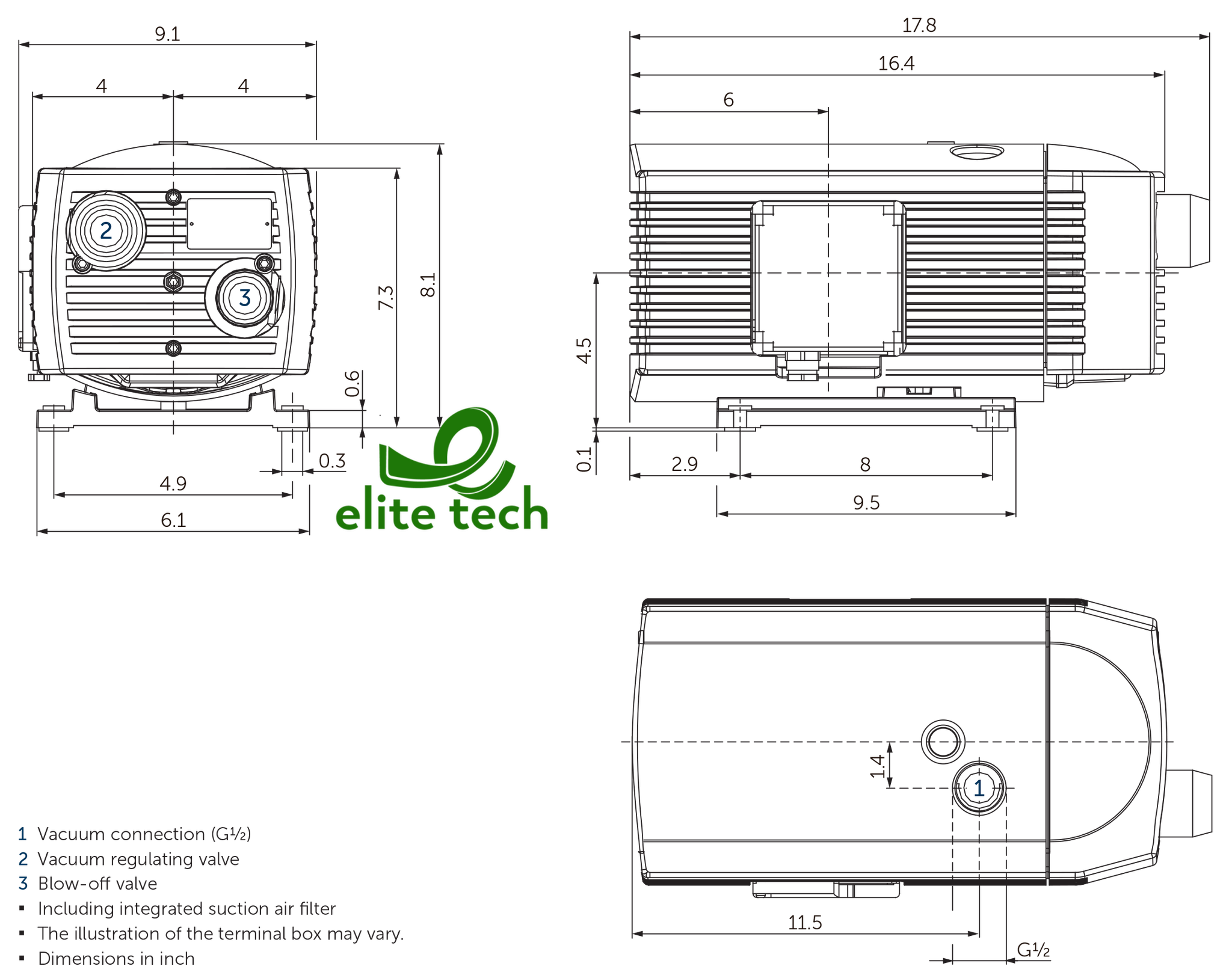 Bơm Chân Không BECKER VX 4.16 Rotary Vane Vacuum Pump
