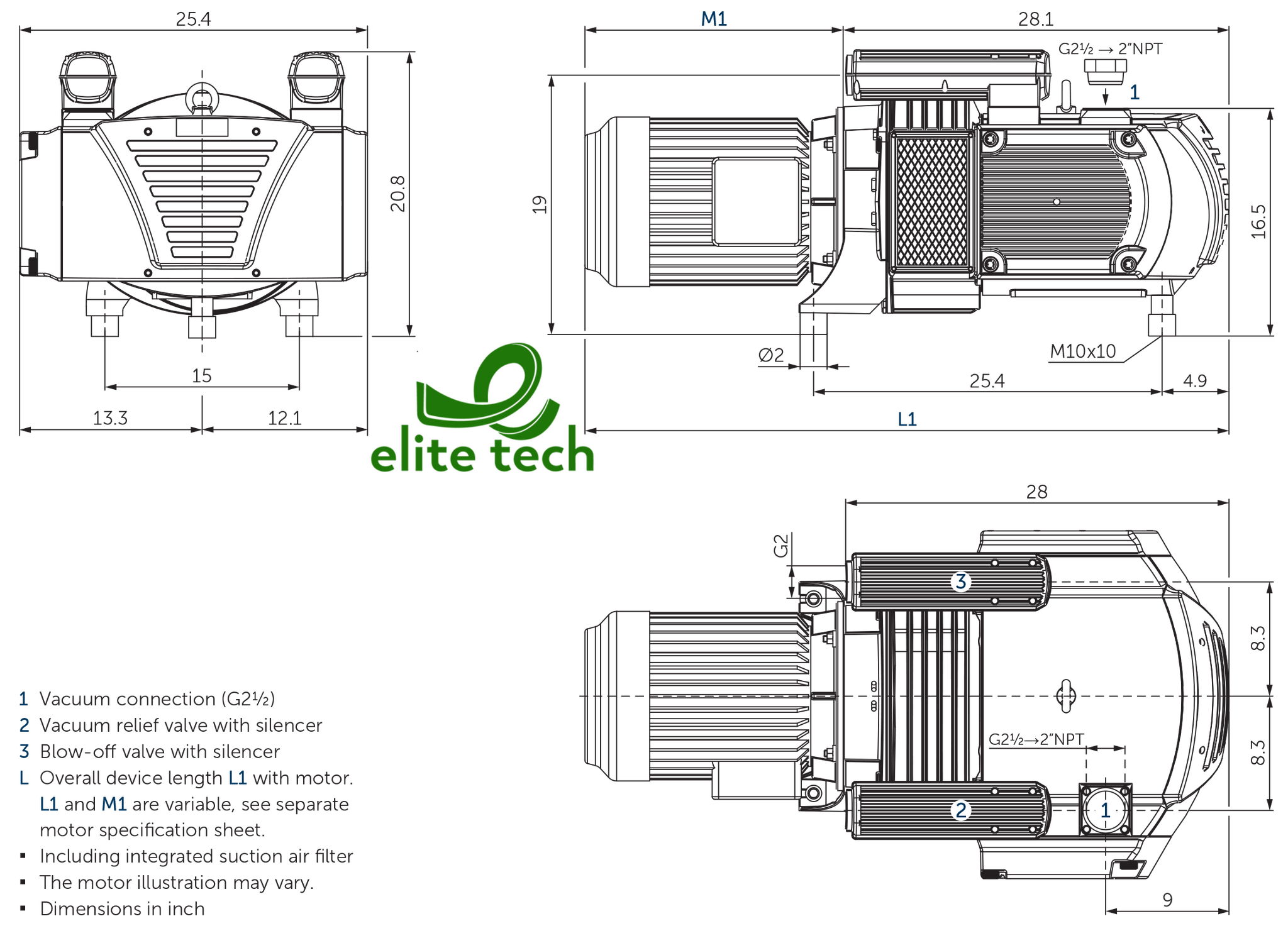 Bơm Chân Không BECKER VXLF 2.250 Rotary Vane Vacuum Pump
