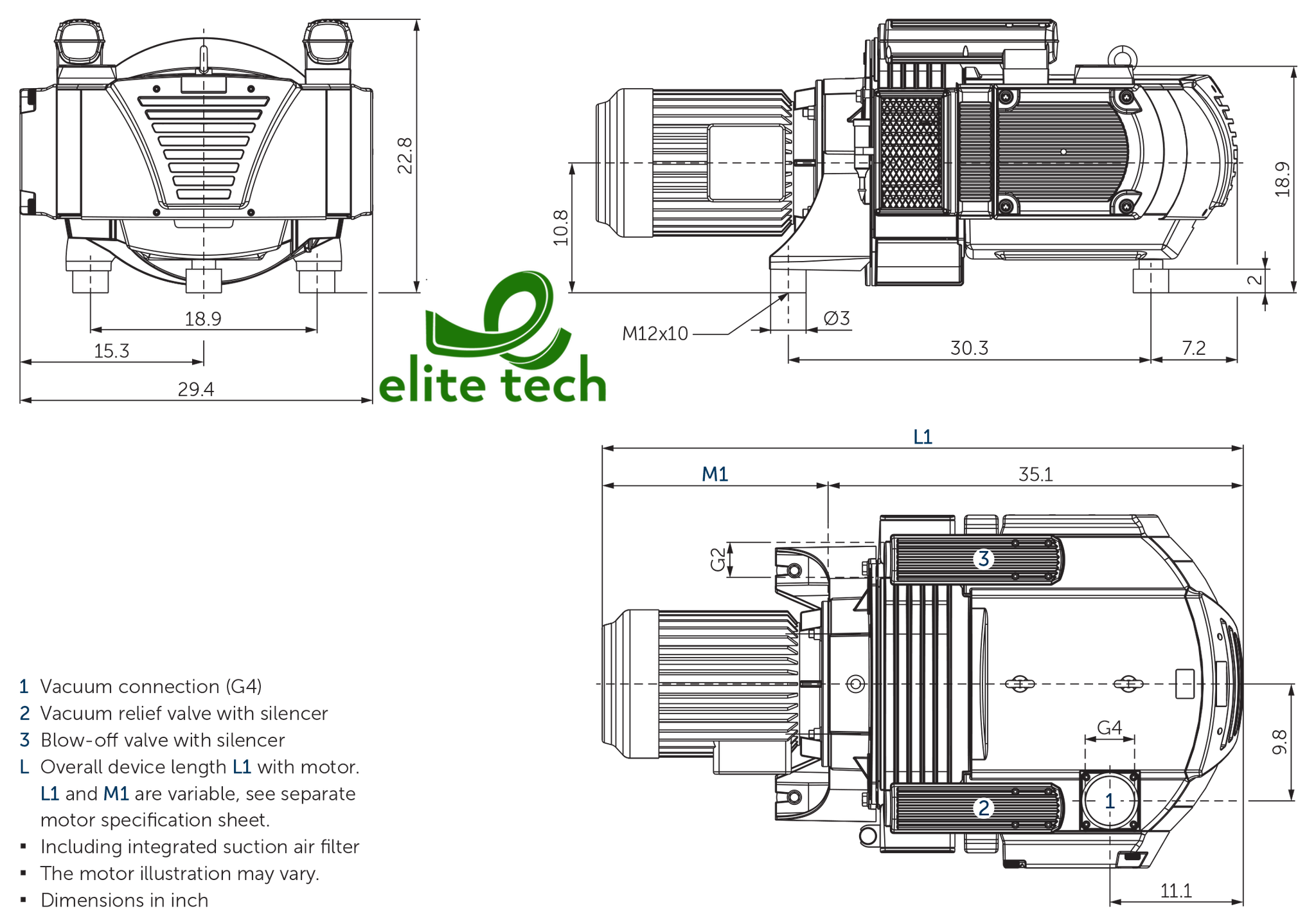 Bơm Chân Không BECKER VXLF 2.500 Rotary Vane Vacuum Pump