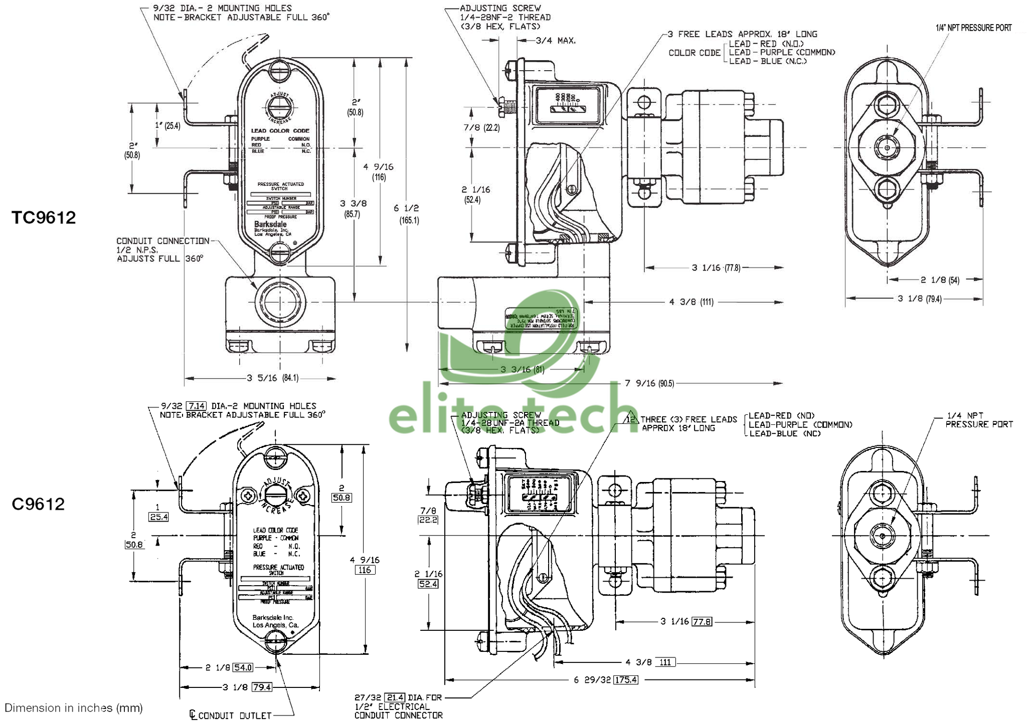 Công Tắc Áp Suất BARKSDALE C9612 C9622 Pressure Switch