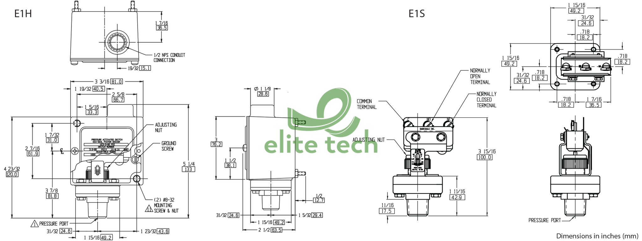 Công Tắc Áp Suất BARKSDALE E1S E1H Econ-O-Trol Switch