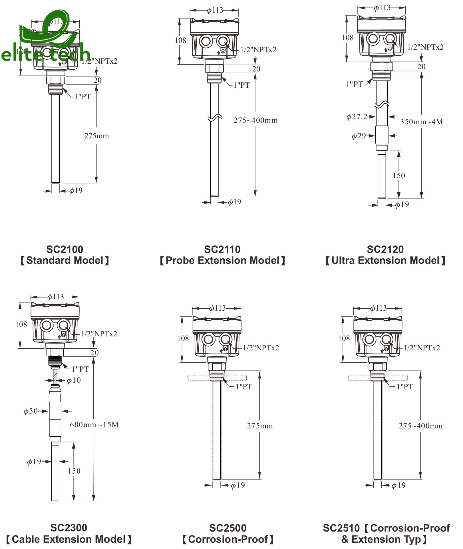 Công Tắc Báo Mức FineTek SCX1 Vibrating Probe Level Switch
