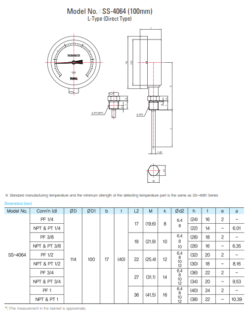 Đồng Hồ Nhiệt Độ KINS SS-4064 Series