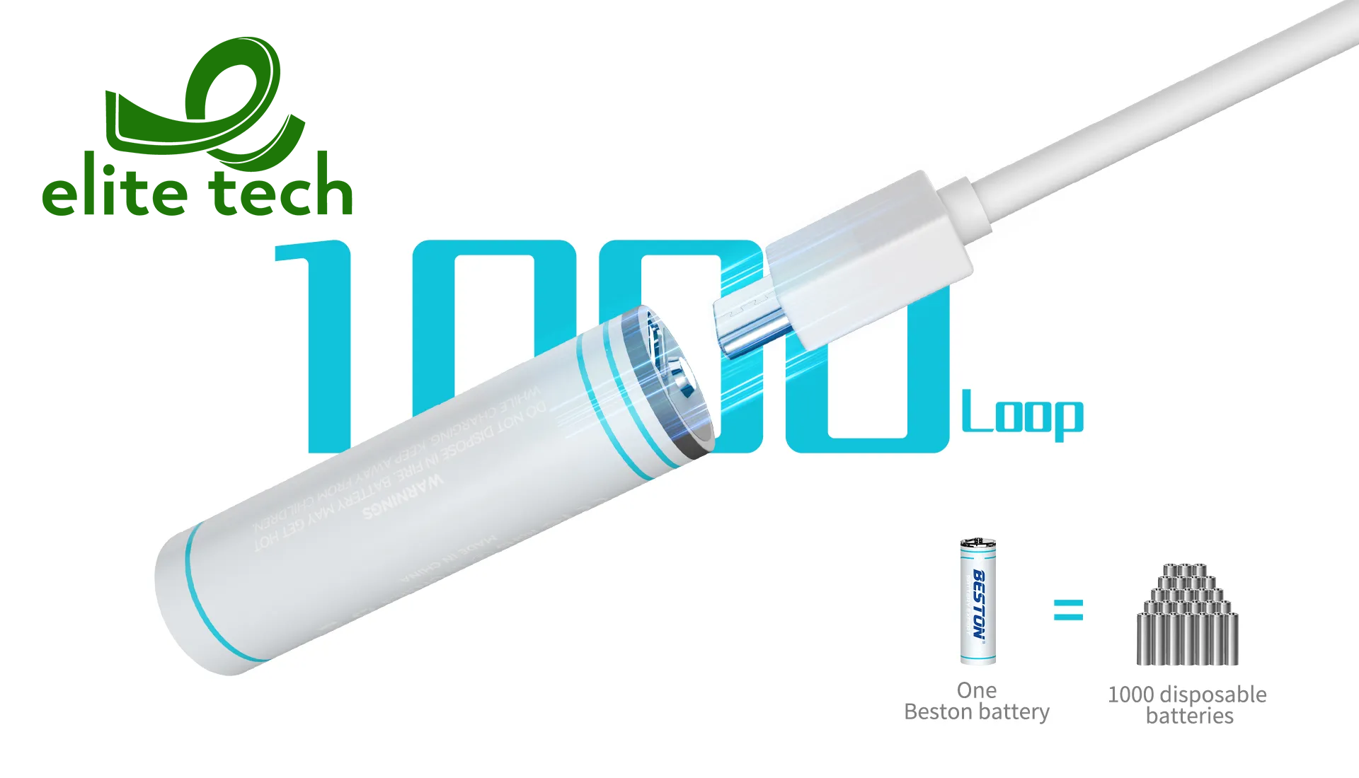 Pin Sạc BESTON AA USB 1.5V Lithium 2200mWh Cycle