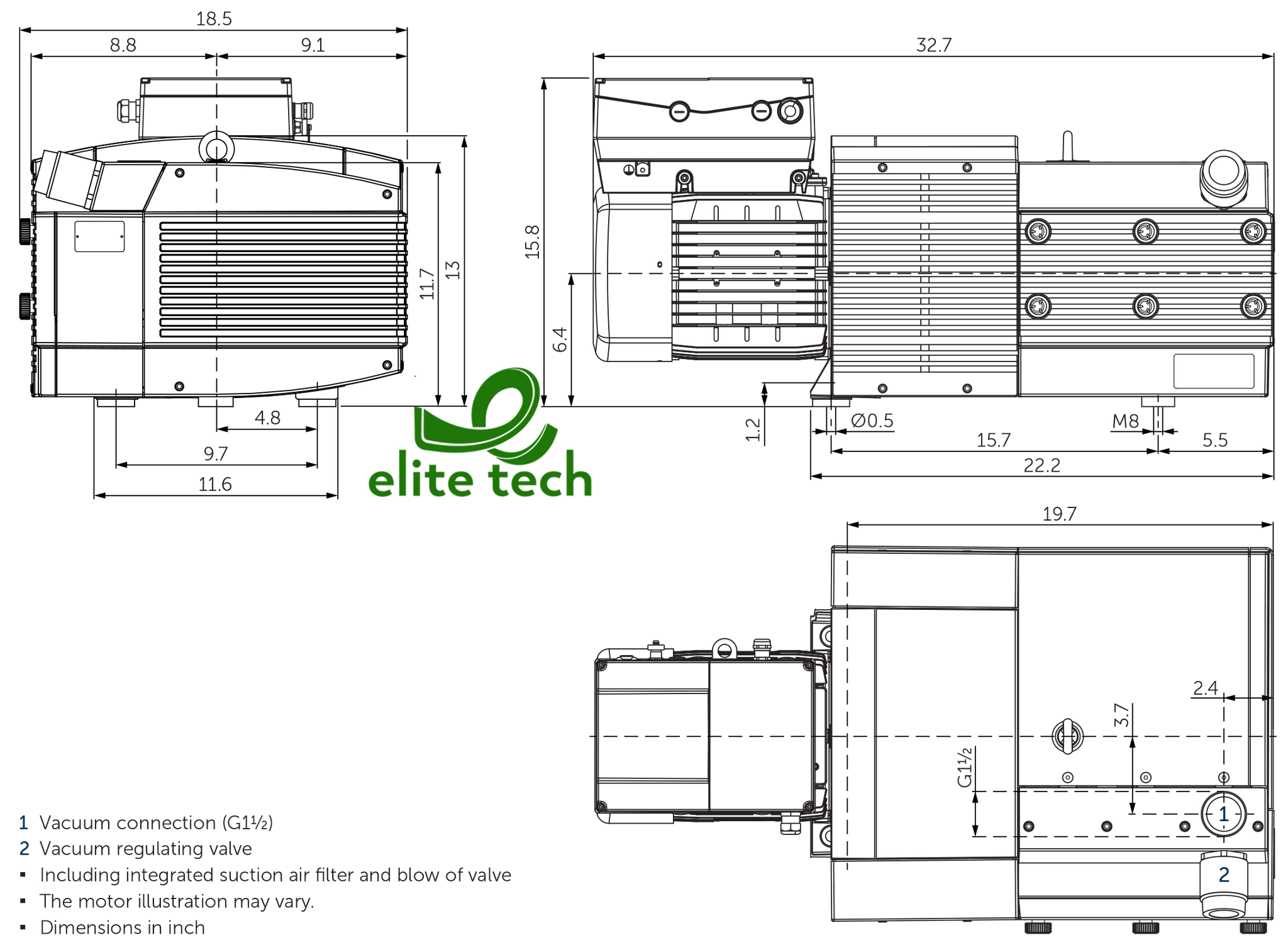 Bơm Chân Không BECKER VARIAIR KVX 3.140/0-400 Rotary Vane Vacuum Pump