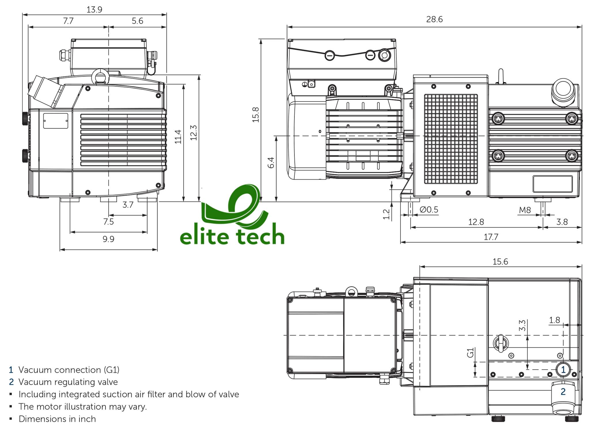 Bơm Chân Không BECKER VARIAIR KVX 3.80/0-400 Rotary Vane Vacuum Pump