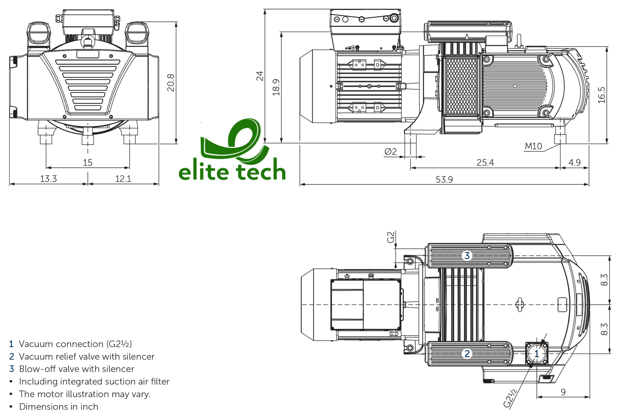 Bơm Chân Không BECKER VARIAIR VTLF 2.250/0-400 Rotary Vane Vacuum Pump