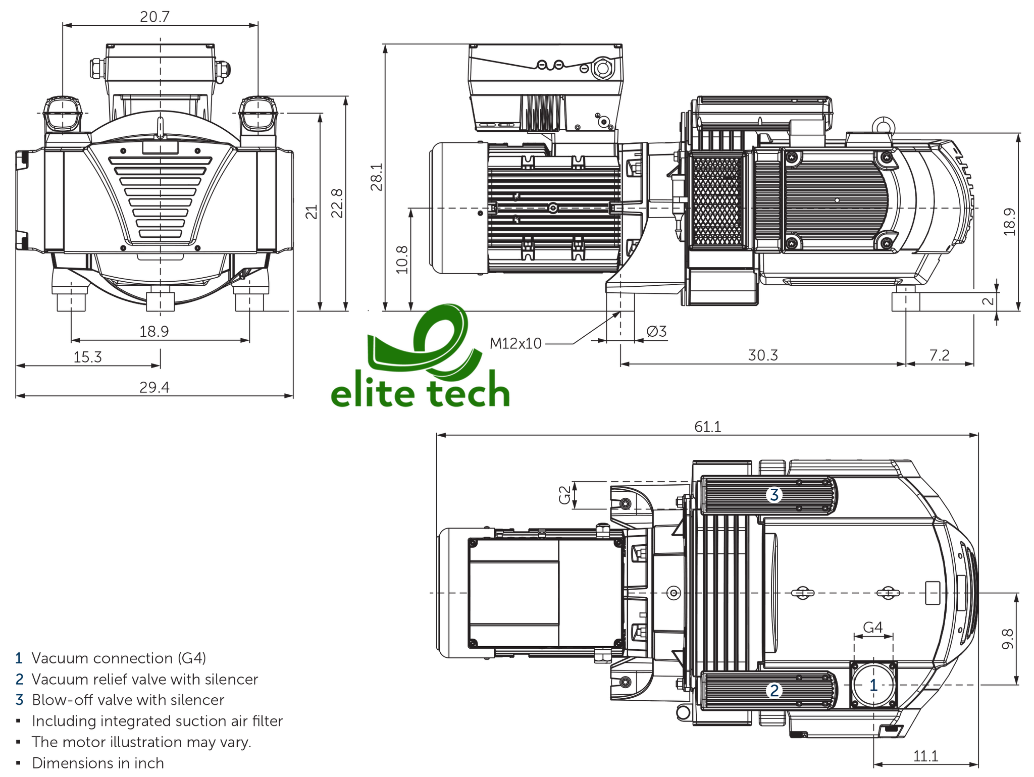 Bơm Chân Không BECKER VARIAIR VTLF 2.500/0-400 Rotary Vane Vacuum Pump