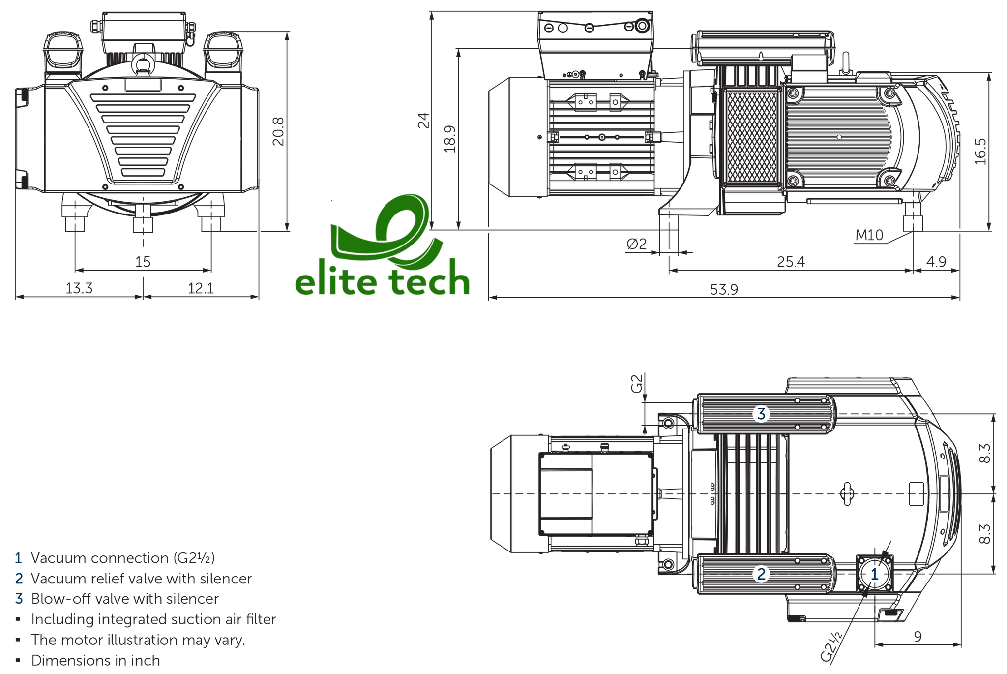 Bơm Chân Không BECKER VARIAIR VXLF 2.250/0-400 Rotary Vane Vacuum Pump
