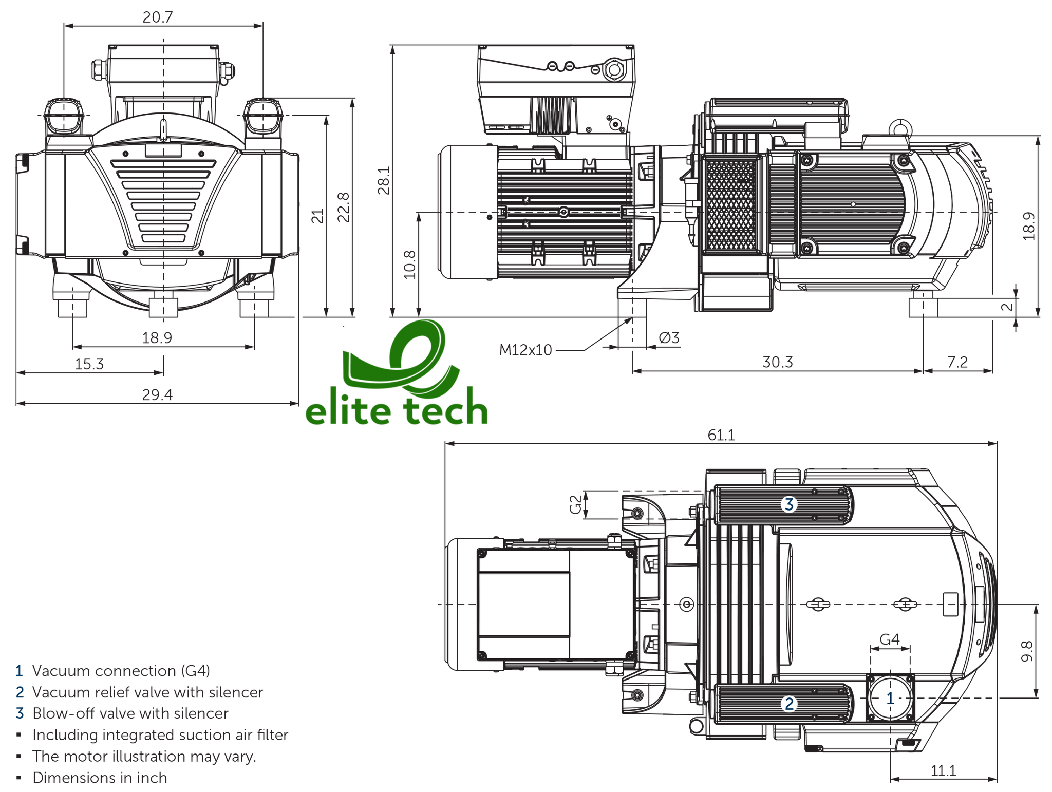 Bơm Chân Không BECKER VARIAIR VXLF 2.500/0-400 Rotary Vane Vacuum Pump