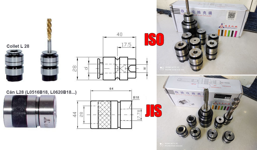 Bộ đầu cặp taro tháo lắp nhanh L28 bán lẻ