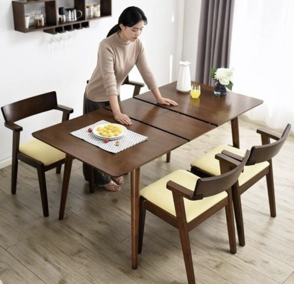 Mẫu bàn ăn thông minh 4 ghế chất liệu gỗ