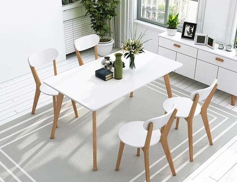 bàn ghế ăn màu trắng gỗ