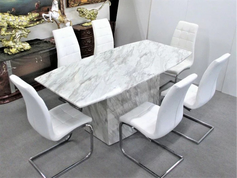 bộ bàn ăn mặt đá marble gỗ