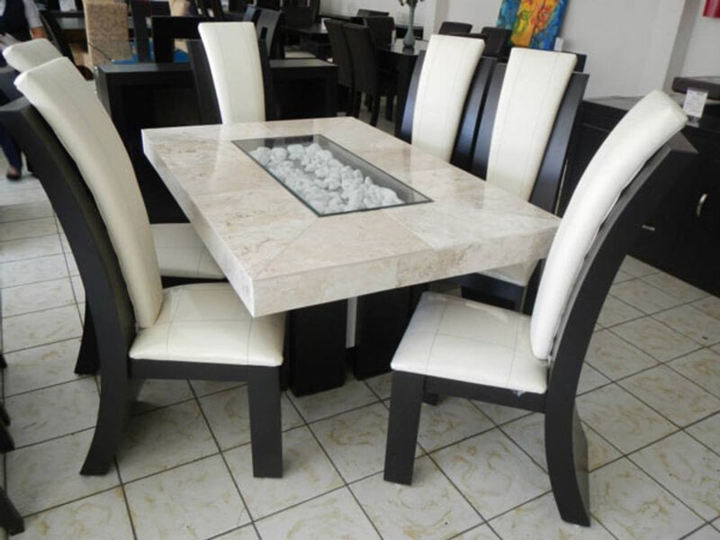 bộ bàn ăn mặt đá marble gỗ
