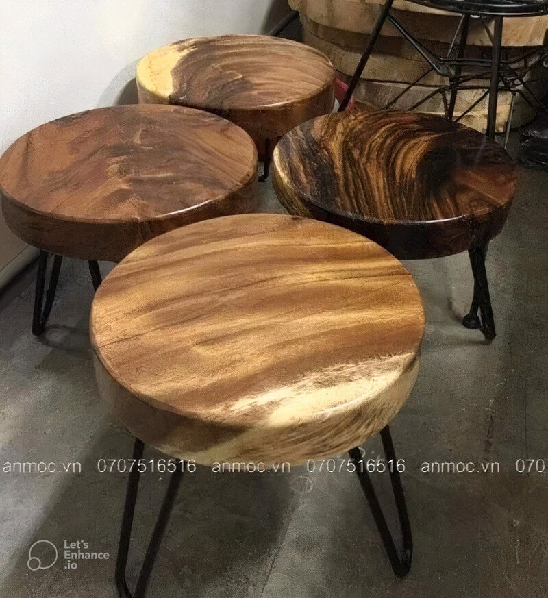 ghế gỗ tròn 3 chân