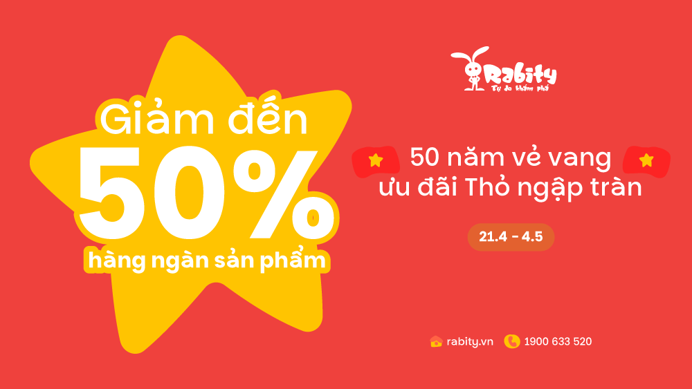 🎉 50 NĂM VẺ VANG – THỎ ƯU ĐÃI NGẬP TRÀN 🇻🇳