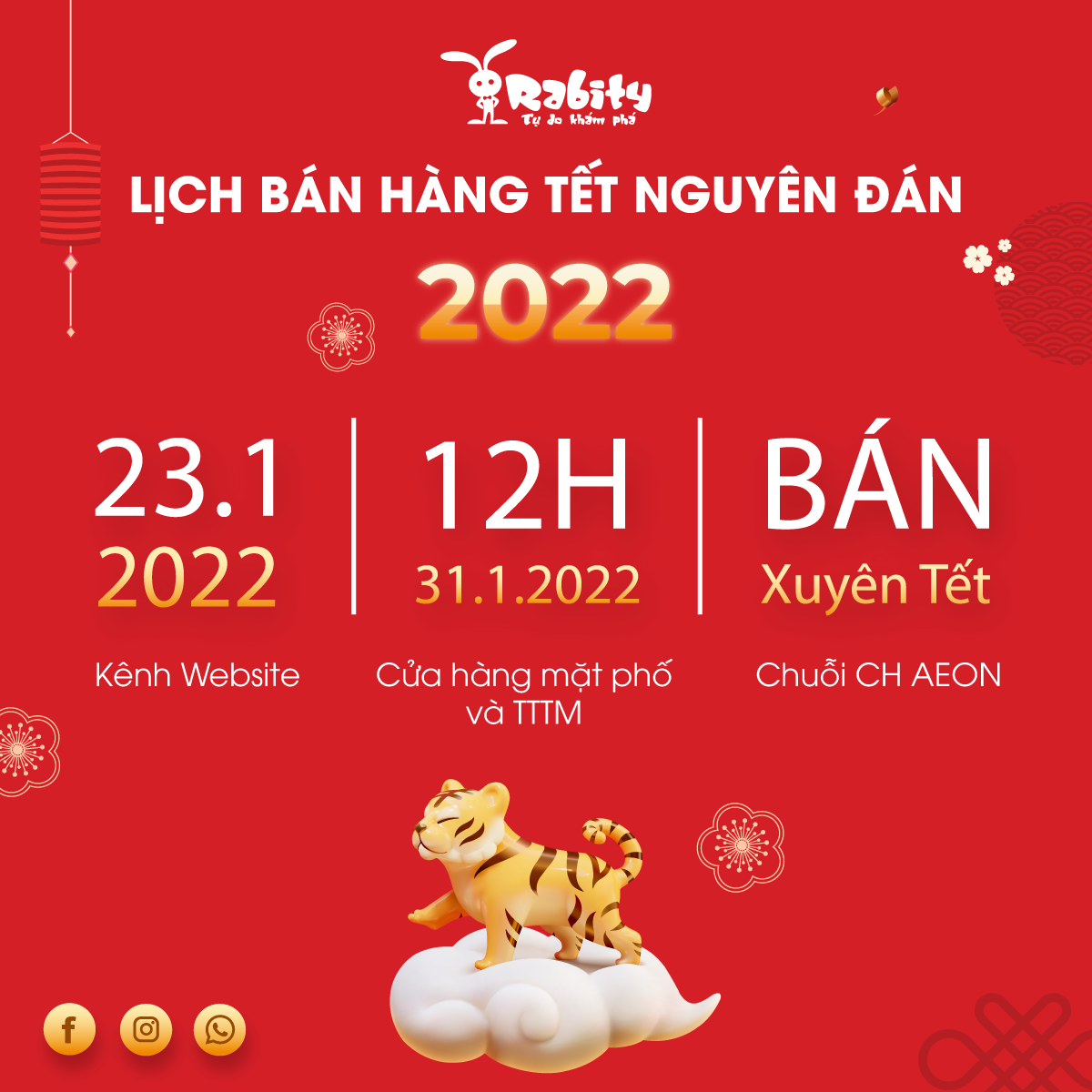 THÔNG BÁO: lịch bán hàng Tết Nguyên Đán 2022