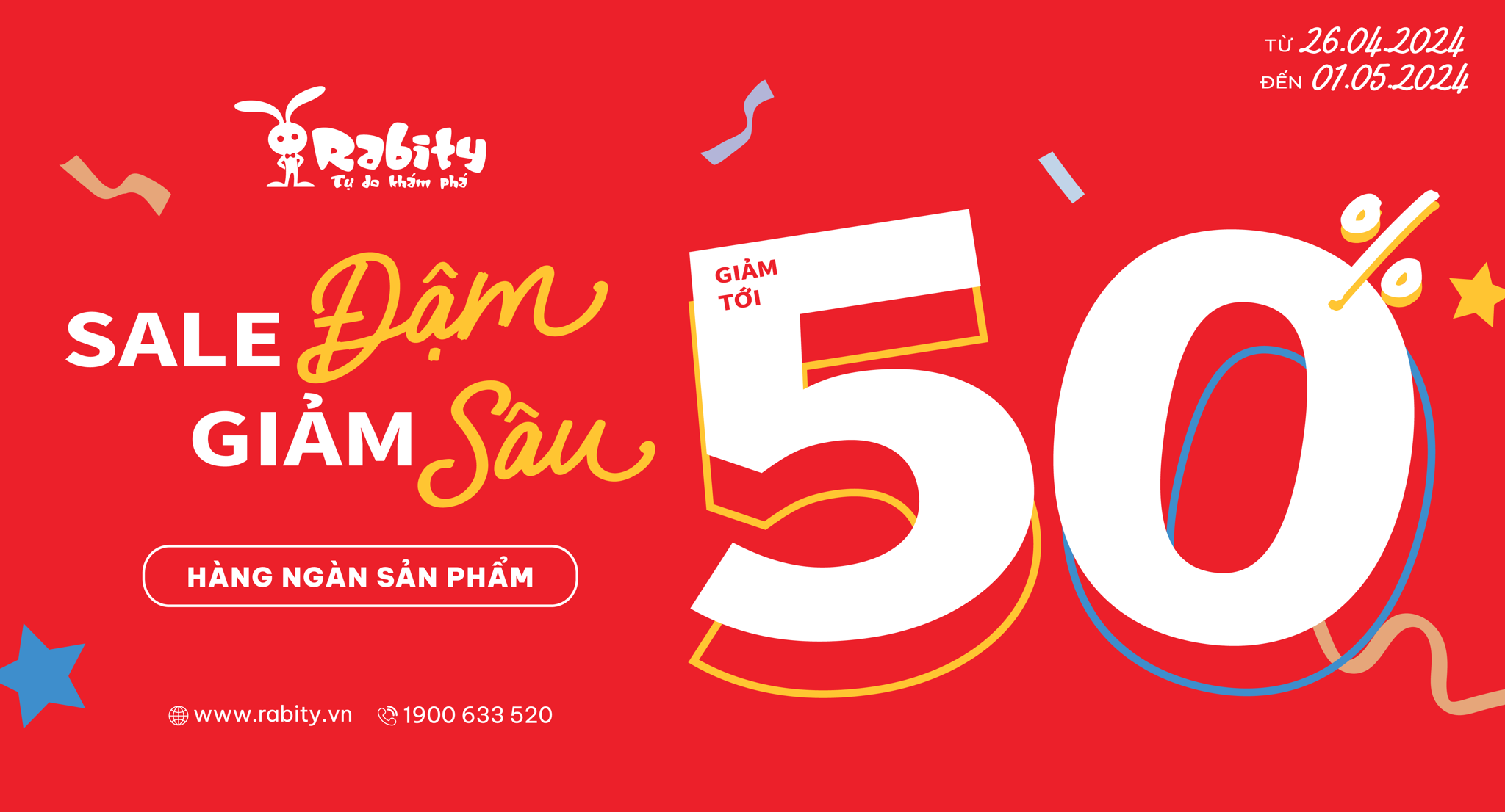 SALE ĐẬM GIẢM SÂU: ƯU ĐÃI SỐC ĐẾN 50% TOÀN HỆ THỐNG RABITY