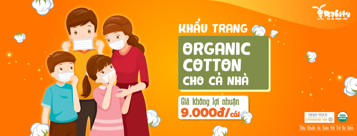 Dự án vì cộng đồng: KHẨU TRANG KHÁNG KHUẨN ORGANIC COTTON-9.000đ/cái